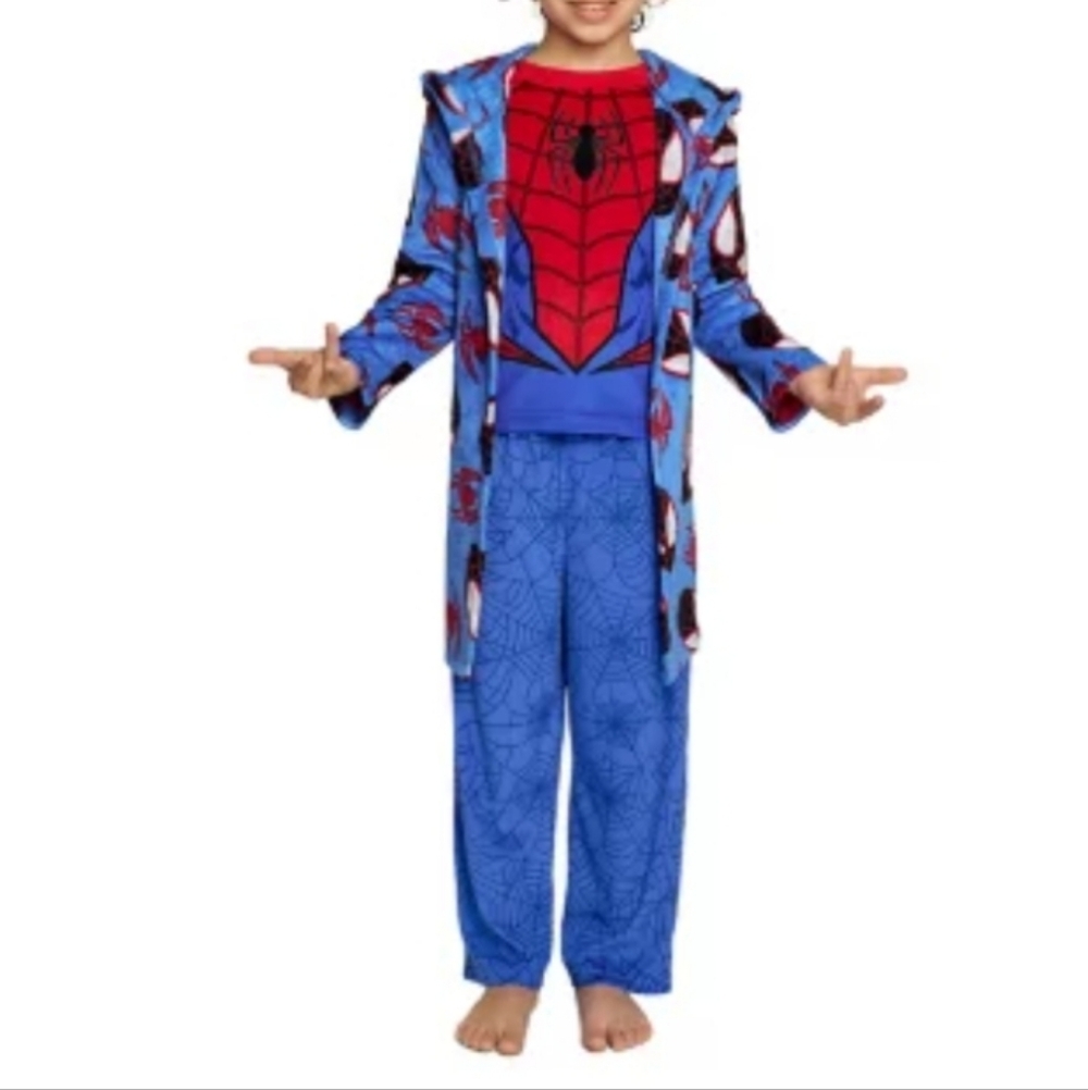 Marvel Spider-Man 3-Piece Robe & Pajama Set Size 4 - Picture 2 of 4